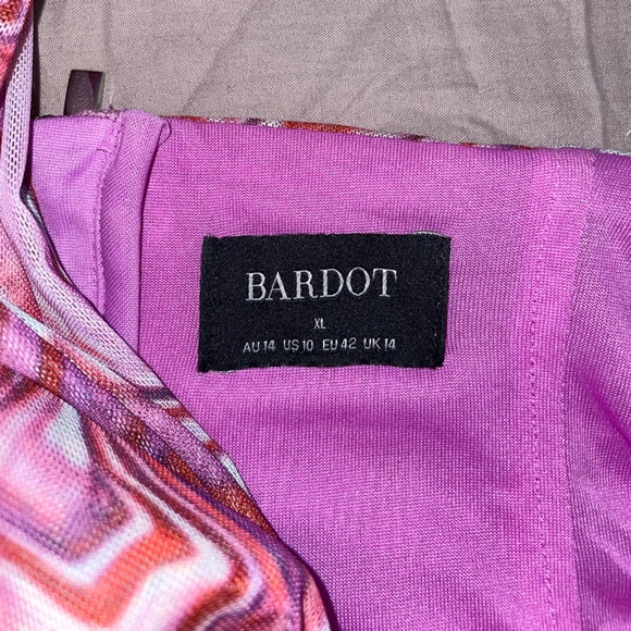 Bardot Tie Dye Mesh Purple Pink Swirl Pattern Mini Dress In Retro Size XL (10)⭐️ - Picture 9 of 10